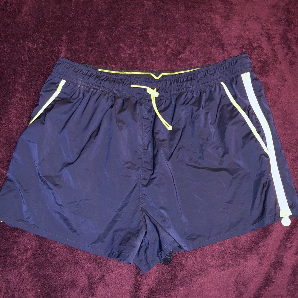 Blue Side Zip Running Shorts